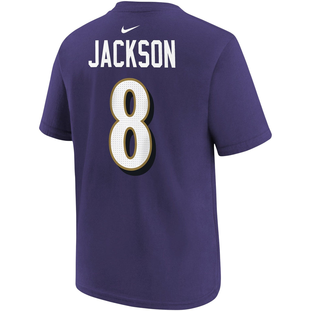 Youth Lamar Jackson Baltimore Ravens Nike Purple Player Pride Name & Number T-Shirt
